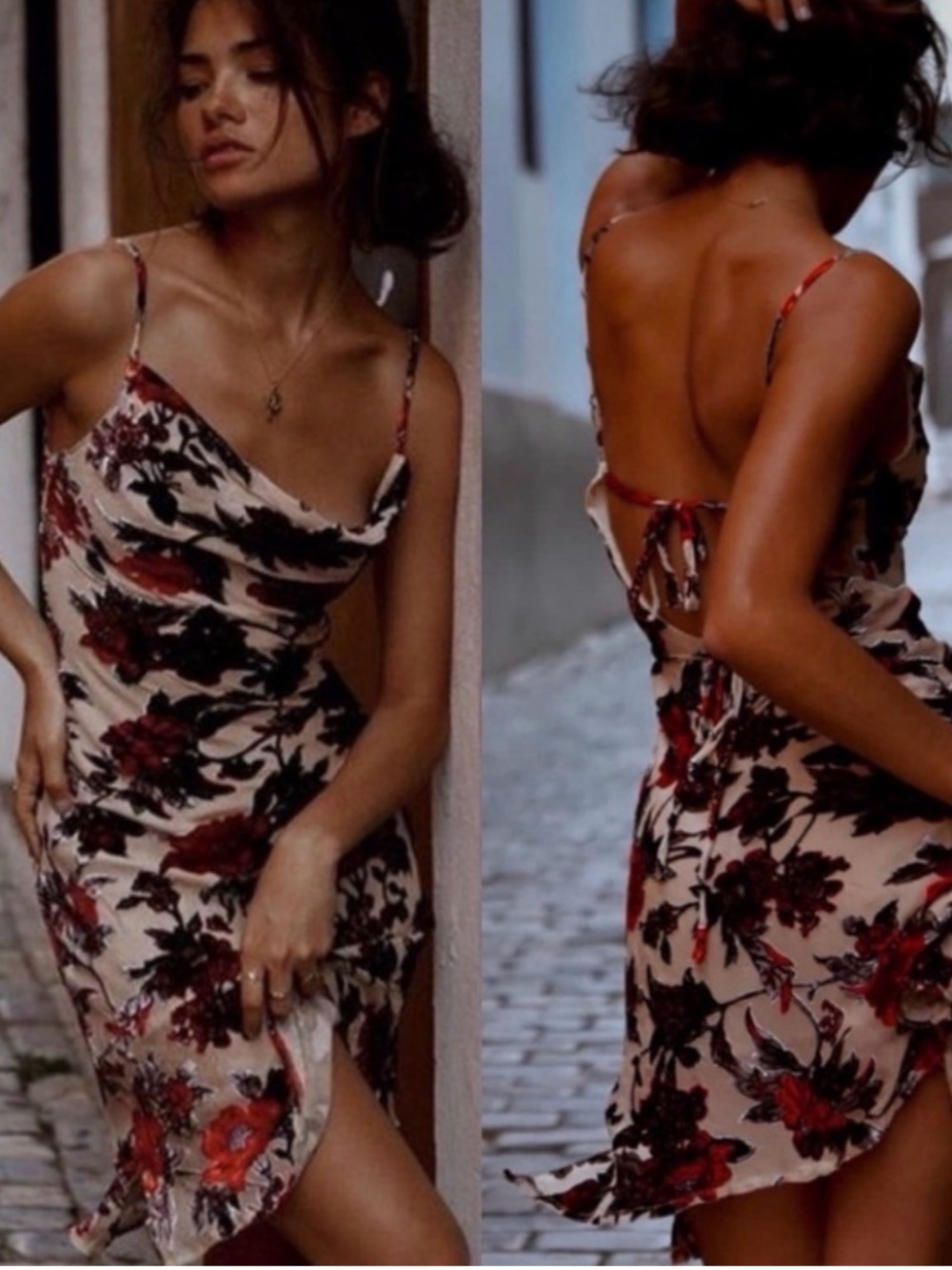 Rat & Boa Floral Slip Dress with Open Back